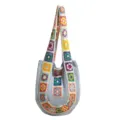 Crochet tote bag light blue knit shoulder bag casual floral beach bag for daily use - Blue