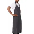 Professional dark grey long chef apron for restaurant kitchen, comfortable halter neck design. - Dark Gray