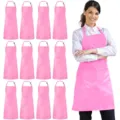 Lot de 12 tabliers de cuisine rose avec poches et sangle de cou réglable pour cuisiner. - Polyester (lot de 12) / Rose
