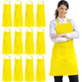 Tablier de travail de cuisine jaune avec poche avant et sangle réglable pour la cuisson et barbecue. - Polyester (lot de 12) / Jaune