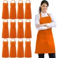 Tablier de cuisine orange professionnel avec grande poche avant et sangle de cou réglable. - Polyester (lot de 12) / Orange