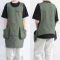 Tablier de travail vert olive avec multipoches, idéal pour cuisine, café et restaurant. - Vert Militaire
