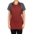 Unisex adjustable bib apron with three front pockets for kitchen restaurant cooking work. - Burgundy