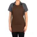Brown kitchen work apron with adjustable straps and 3 pockets, unisex design for daily cooking. - Coffee