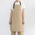 Tablier réglable de couleur kaki avec poches doubles avant vêtement de travail de cuisine imperméable - Kaki