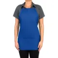 Unisex blue adjustable apron with three pockets, ideal for kitchen, restaurant and daily work use. - Red