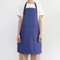 Tablier bleu à bretelles avec deux poches tablier de cuisine imperméable de travail réglable - Bleu foncé
