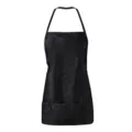 Classic black halter neck apron with front pockets, durable and waterproof for kitchen work. - Black