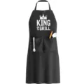 Delantal de cocina negro de poliéster con correa ajustable para el cuello y bolsillos. - Negro Rey Impresión Dorada