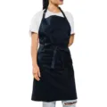 Tablier en toile noire avec poches, vêtement de travail durable pour cuisine et café. - Noir