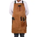 Professionelle braune Leder-Arbeitsschürze mit vielen Taschen für Küche BBQ Backen Basteln. - Veloursleder Camel mit braunem PU