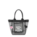 Borsa shopper a rete nera moda grande capacita borsa a mano trasparente tracolla casual - Nero