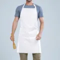 Delantal de cocina blanco liso con bolsillo delantero para cocinar, hornear y trabajar. - Blanco, cuello halter ajustable F008