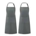 Tablier de cuisine gris foncé avec poches et sangle de cou réglable pour la cuisson et le café. - Gris
