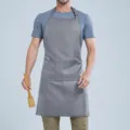 Grembiule da cucina impermeabile grigio tinta unita con tasche per uso quotidiano - Grigio, lazo regolabile al collo F008