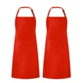 Red kitchen apron with pockets and adjustable neck strap, ideal for cooking, baking and BBQ. - Red