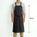 Delantal negro largo con peto para cocina, cinta ajustable en el cuello y bolsillos. - Estilo Corto / Negro
