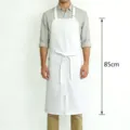 Largo delantal de cocina blanco con bolsillos y tirantes ajustables para restaurante y trabajo. - Estilo Corto / Blanco
