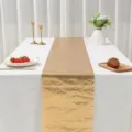 Gouden pailletten tafelloper gedetailleerd overzicht, elegante feestelijke eettafeldecoratie. - 28*275cm / Goud
