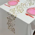 Chemin de table en tulle avec impression dorée numéro 25 pour fête d'anniversaire et décor. - 28*275cm / 25ème Anniversaire Or