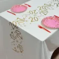 Chemin de table en résille imprimé or pour la fête du 20e anniversaire et décoration festive. - 28*275cm / 20ème Anniversaire Or