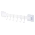 Appendiabiti da parete bianco con 6 ganci mobili e cuscinetti adesivi per il bagno. - Bianco
