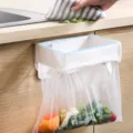 Foldable kitchen trash bag holder cabinet door hanging garbage rack for home organization storage - White