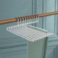 Stainless steel multi-layer pants hanger, non-slip space-saving wardrobe rack for trousers. - Cream White