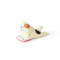Adorable Japanese style resin cat figurine reading a book, miniature home decor ornament - Lying Cat