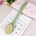 Long handled bath brush with soft bristles for easy back scrubbing and body massage daily care. - Single-sided Green