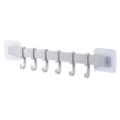 Gancio da parete grigio 6 ganci mobili adesivo senza foratura organizer da bagno - Grigio