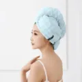 Microfiber hair drying towel cap for women, soft absorbent quick dry bath cap for long hair. - Sky Blue