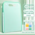 A4 portable accordion file folder, 13 layers large capacity test paper storage bag green - Grass Green