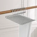 Stainless steel multi-layer pants hanger in serene gray, non-slip wardrobe organizer. - Gray
