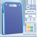 A4 portable expandable file folder 13 layers large capacity blue document organizer bag - Ocean Blue