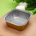Gold square aluminum foil box for oven baking BBQ and takeout food packaging trays. - Square / Gold