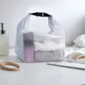 Waterproof mesh storage bag portable travel toiletry cosmetic organizer with buckle white - S / White