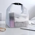 Large waterproof mesh storage bag for travel swimming toiletries and cosmetics organizer. - L / White