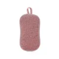 Pink hanging cleaning sponge dual sided scouring pad for kitchen dishwashing tools. - Red