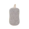 Double-sided kitchen cleaning sponge pad with hanging loop, durable dishwashing rag, beige. - Beige