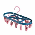 Plastic clothes drying rack with multiple clips, windproof and anti-slip for socks underwear - 12-Pack Clips / Pink