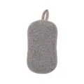 Brown kitchen cleaning sponge with hanging loop, textured scouring pad for dishwashing. - Gray