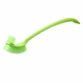 Green plastic long handle double sided toilet brush for bathroom dead angle cleaning soft bristles. - Candy Green