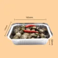 Rechthoekige aluminiumfolie container doos 185x135x50mm wegwerp voor afhaal en bakken - 700ml (Enkel)