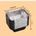 Wegwerp aluminiumfolie rechthoekige container afhaalmaaltijd doos verdikking bakken barbecue 145mm - 400ml [Set van 50]