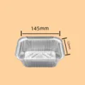 Rechthoekige wegwerp aluminiumfolie container voor afhaalvoedsel verpakking 145x123mm. - 400 ml (Enkele deksel)