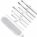 Stainless steel ear pick set with transparent storage case, 6-piece ear cleaning kit. - Box Packaging / 6-Piece Set / Clear