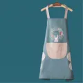 Kitchen waterproof anti-oil apron with hand wipe towels large pocket cartoon rabbit design - Rabbit / Blue