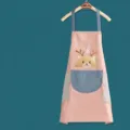 Cute cartoon deer kitchen apron waterproof oilproof cooking bib with hand wiping towels - Deer / Pink