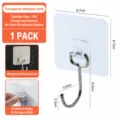 Transparent adhesive wall hook, waterproof stainless steel hook for kitchen and home. - Transparent Large Hook
